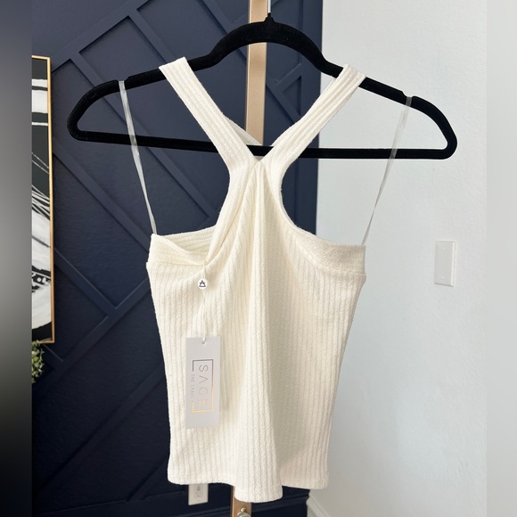 Sage The Label White Twist-Front Halter Tank Top - Picture 1 of 4